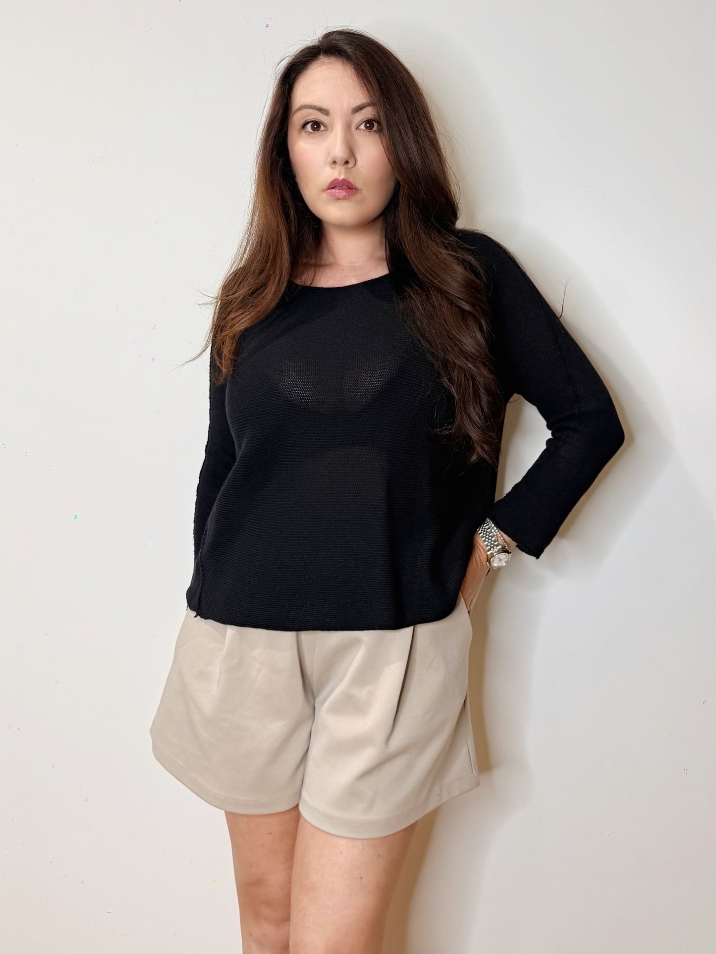 Maglia asimmetrica in cotone