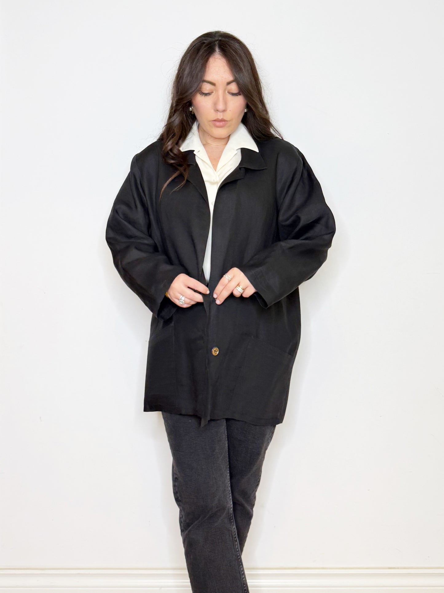 Giacca in lino nera