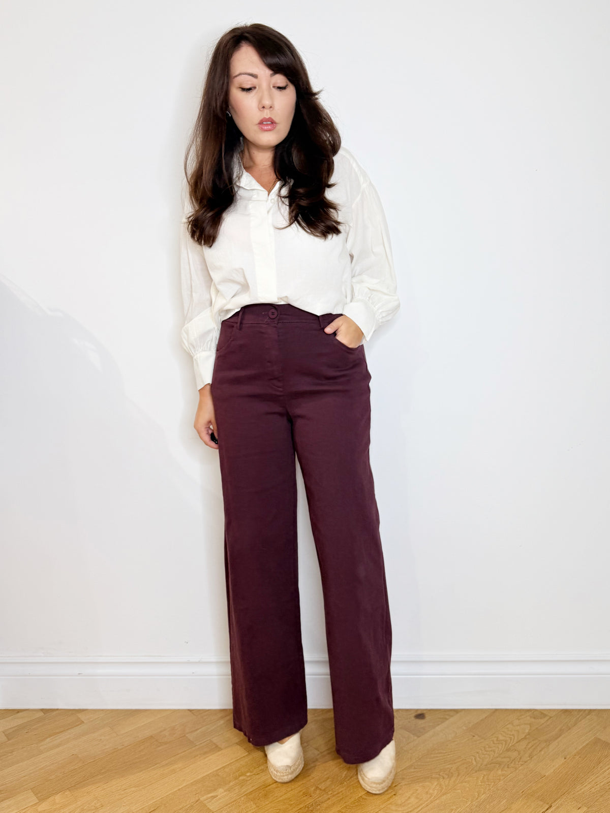 Pantalone in cotone jeans burgundy