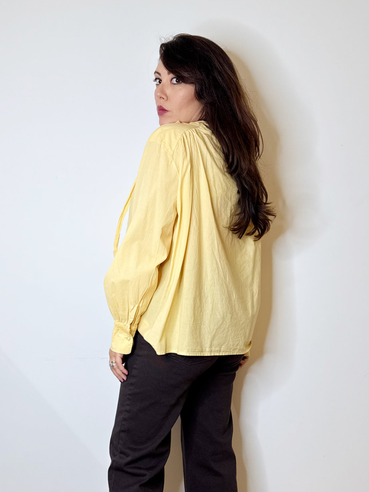 Camicia puro cotone giallo burro