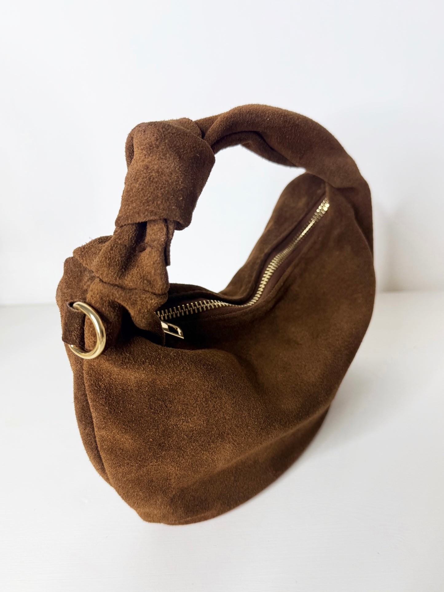 Borsa NODO in suede marrone
