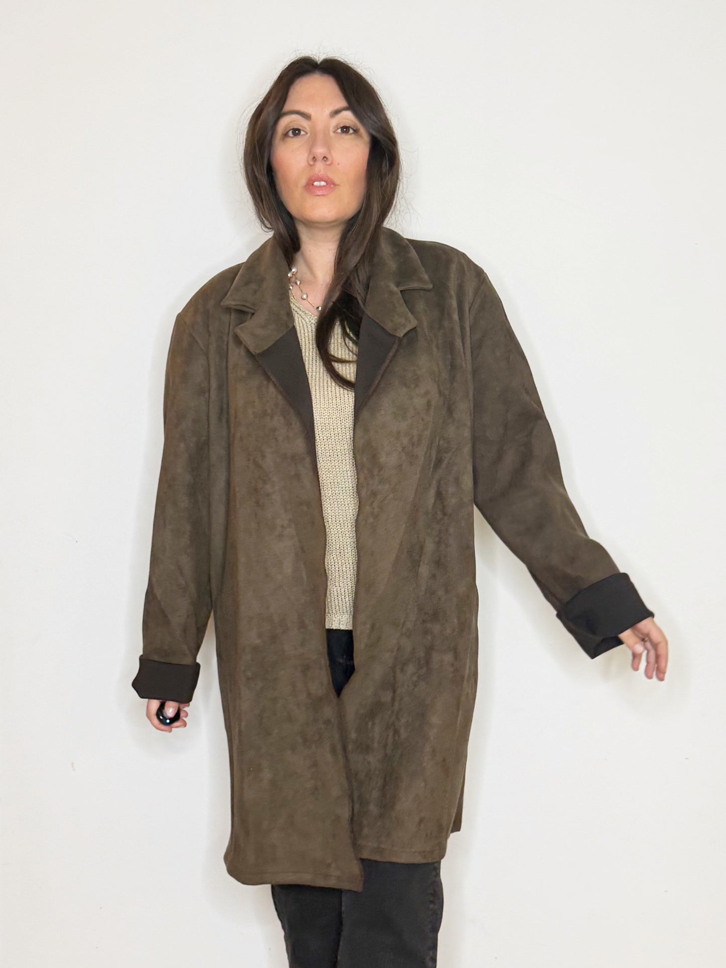 Giacca over in suede sintetico