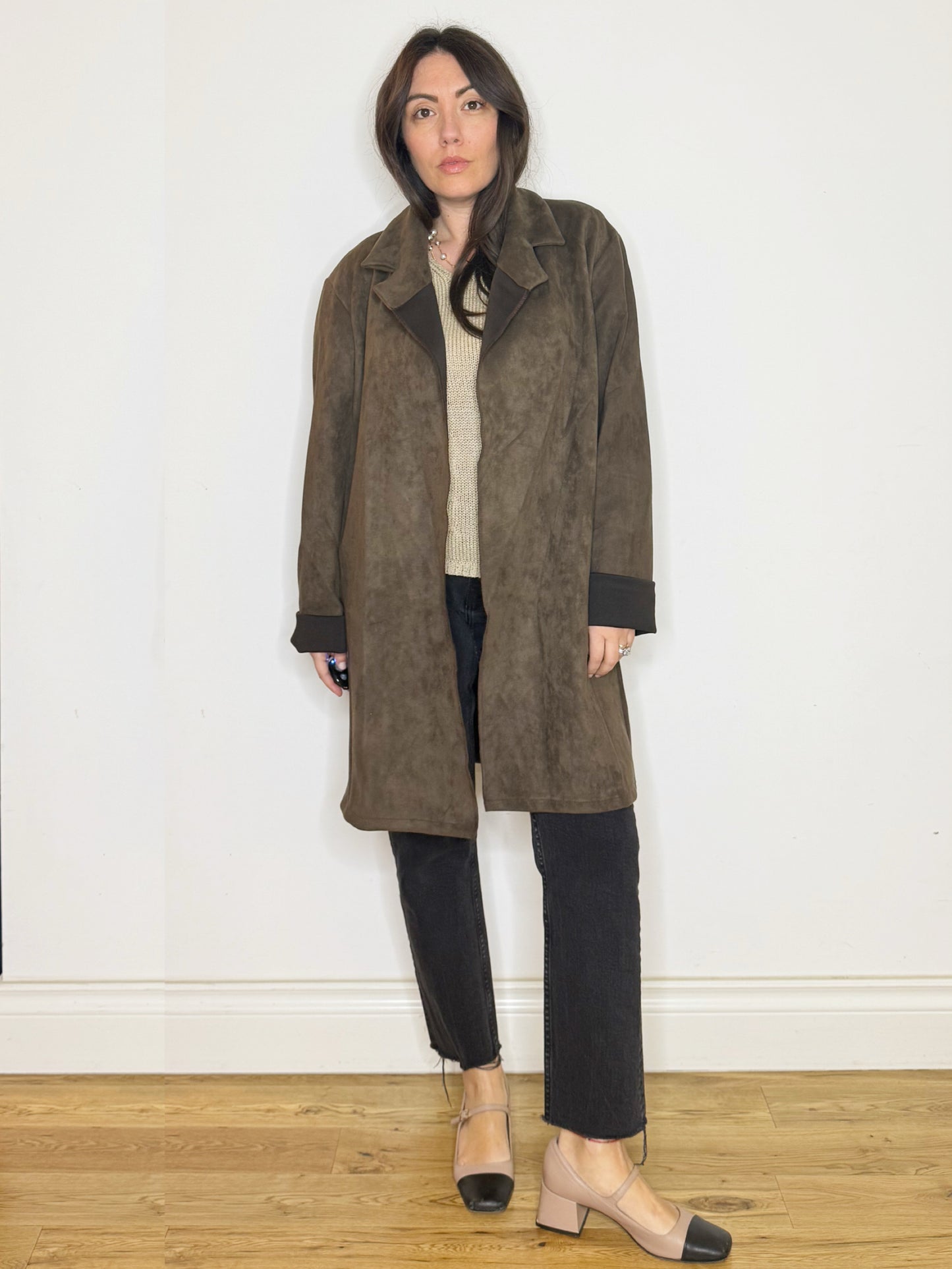 Giacca over in suede sintetico