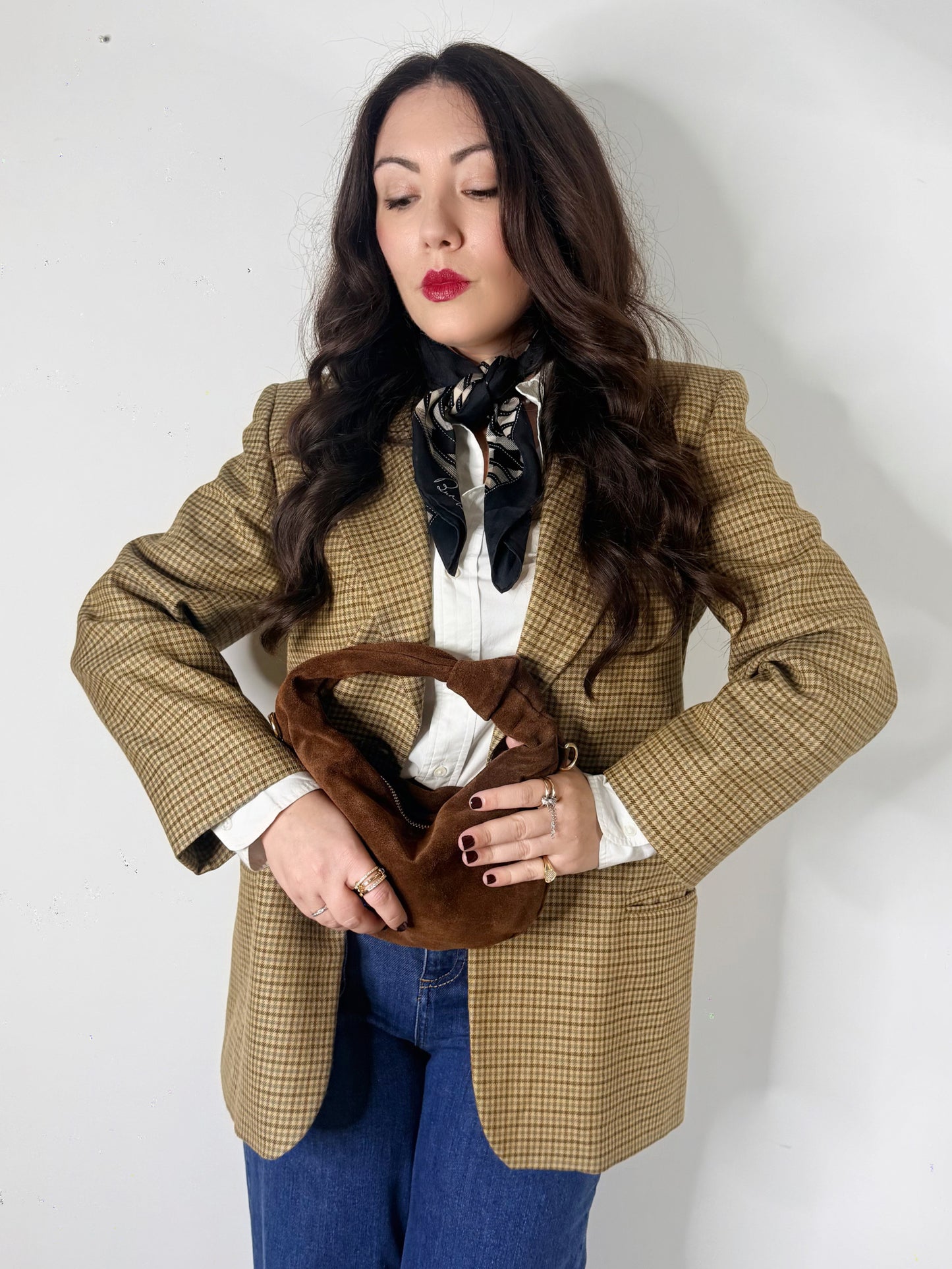 Borsa NODO in suede marrone