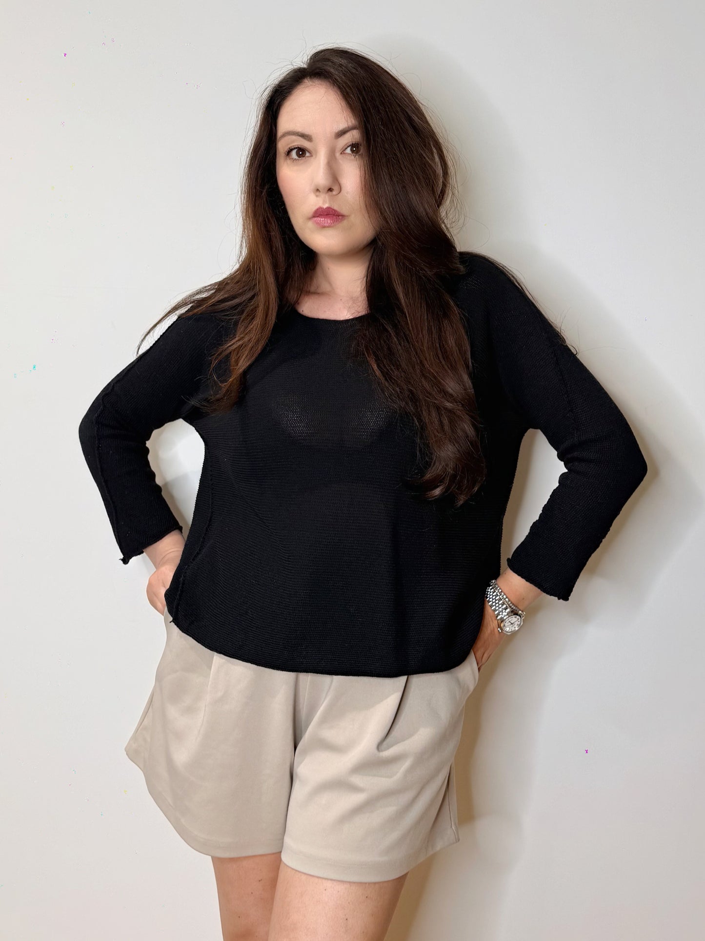 Maglia asimmetrica in cotone