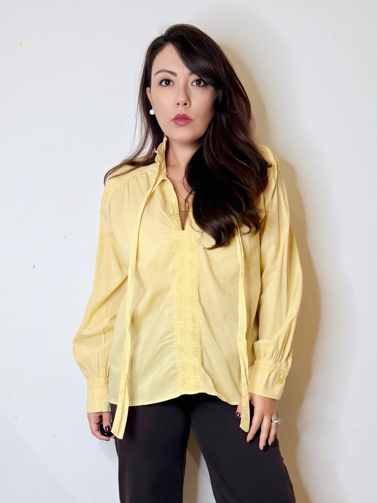 Camicia puro cotone giallo burro