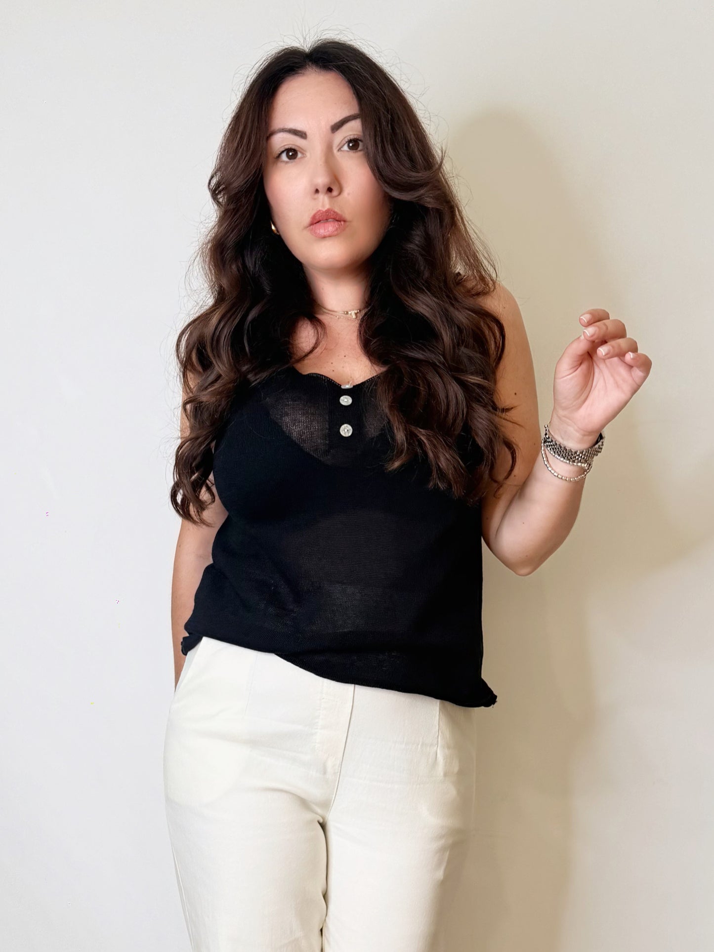 Top in maglia fine nero