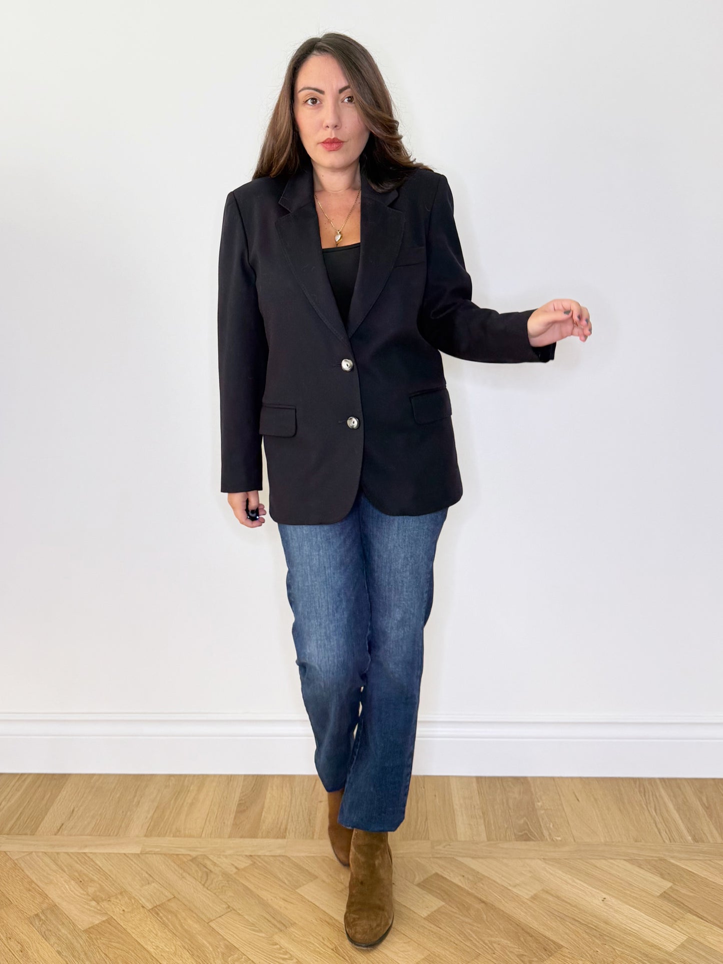 Giacca blu notte lana e cashmere