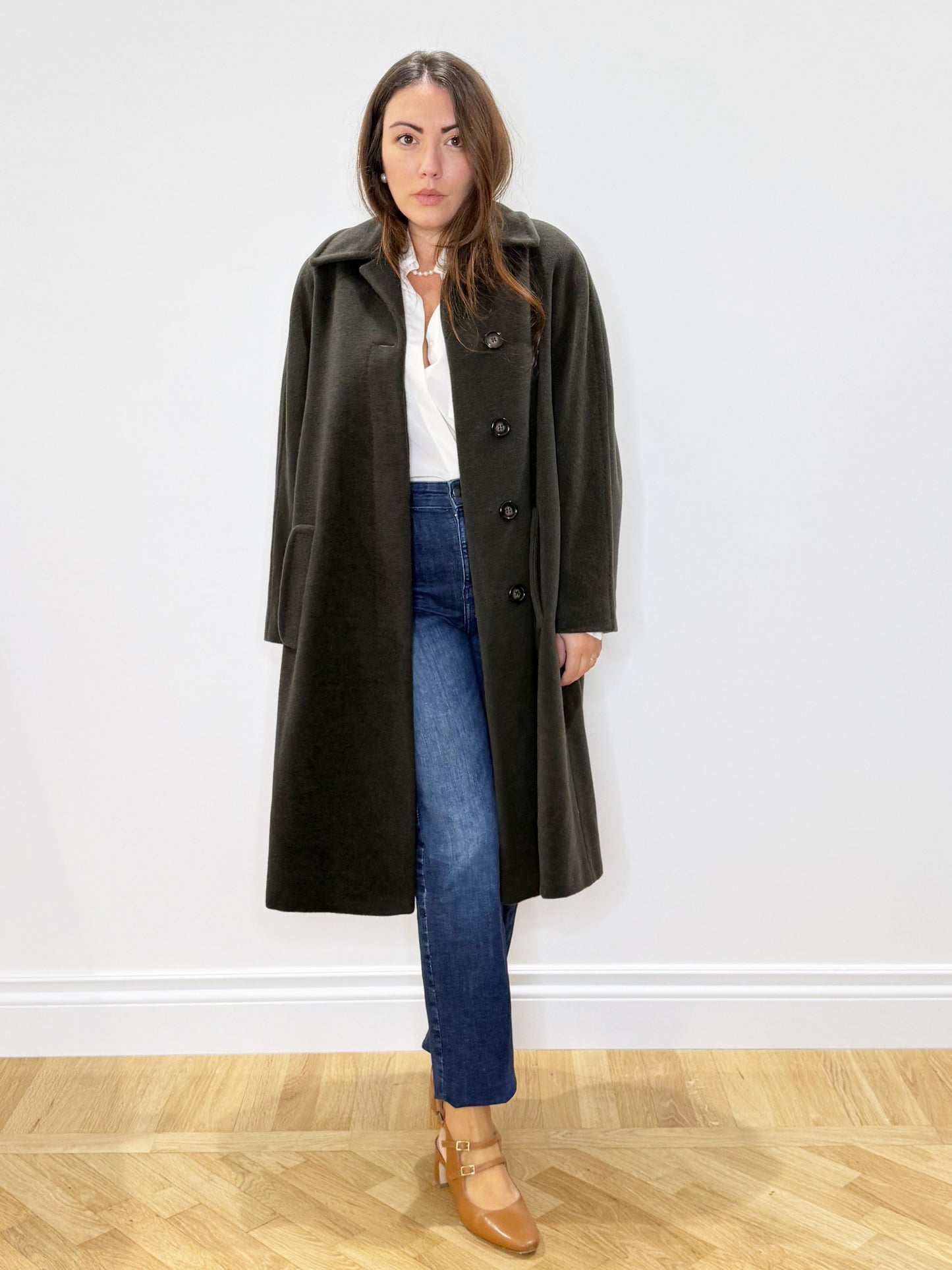 Cappotto in lana verde oliva