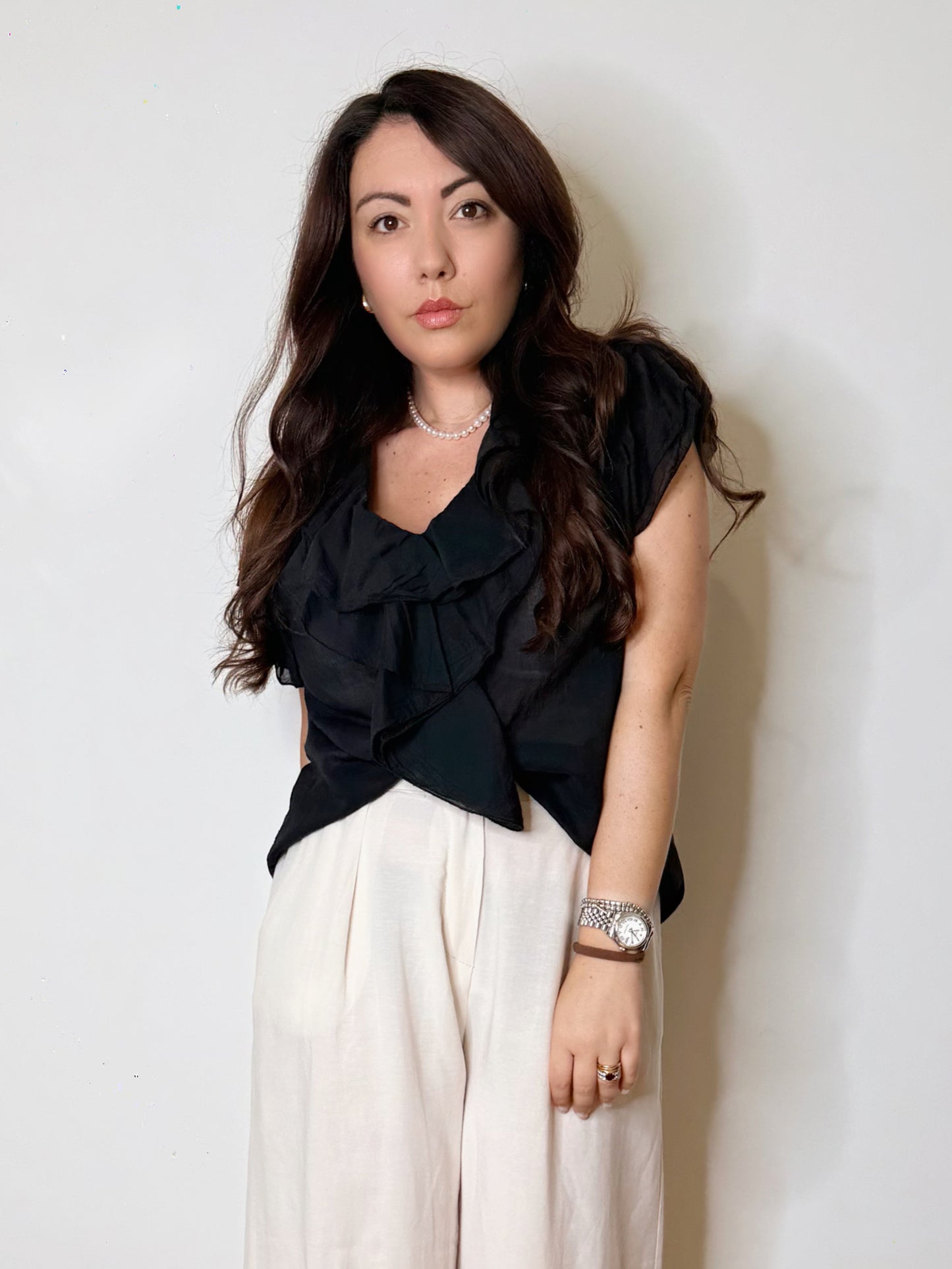 Blusa in mussola nera