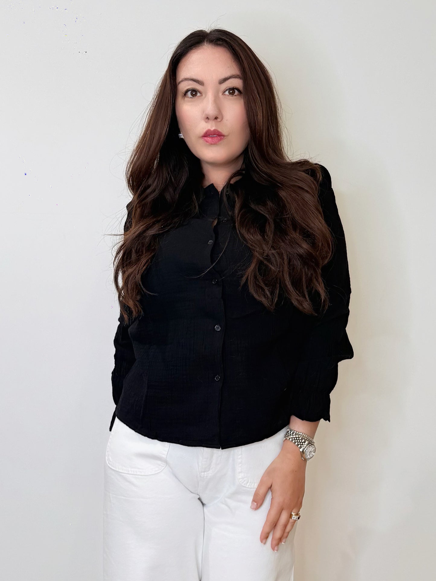 Camicia con collo bon ton