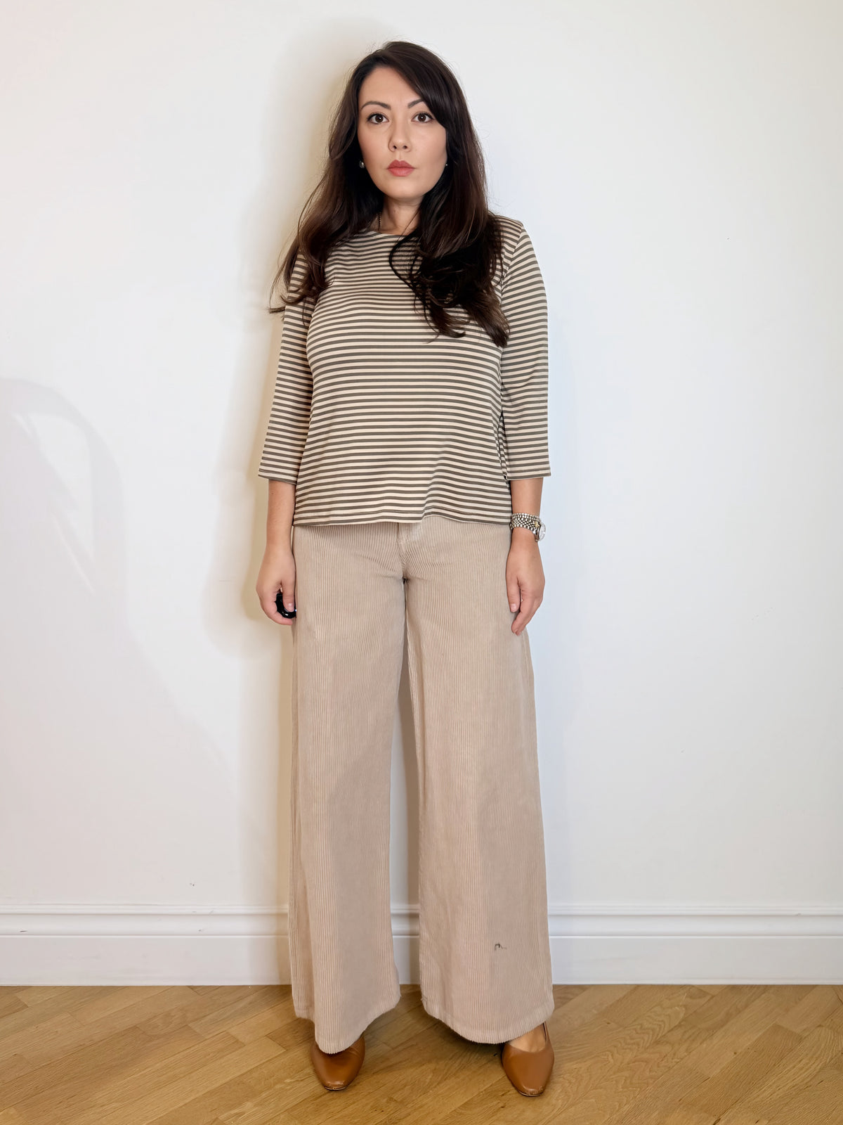 Pantalone in velluto beige