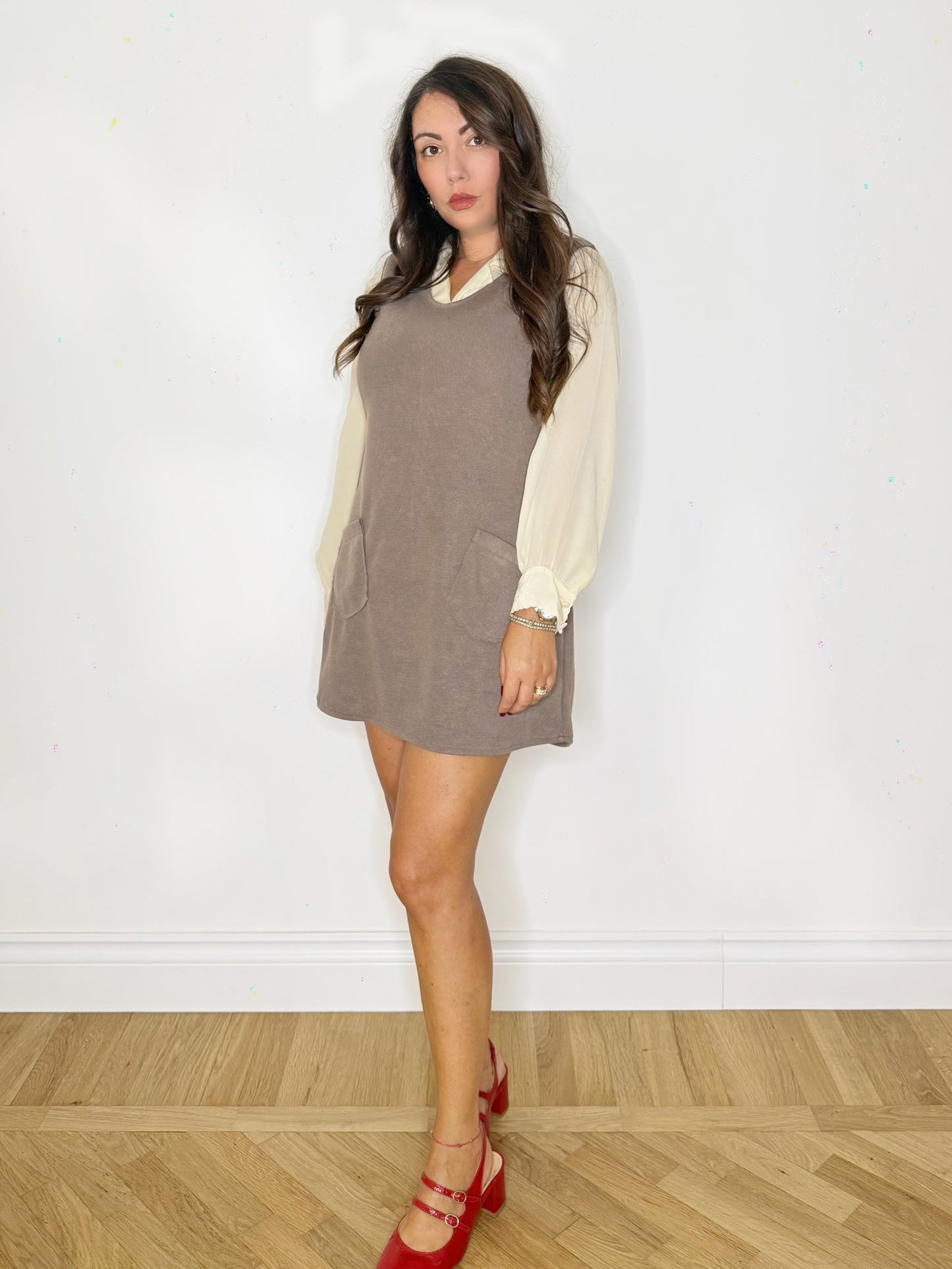 Scamiciata in maglia con tasche