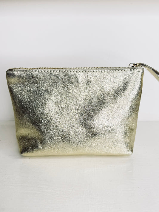 Pochette in pelle oro