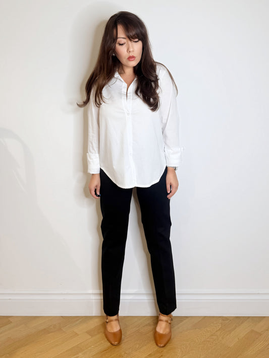Pantalone gamba dritta in punto Milano nero