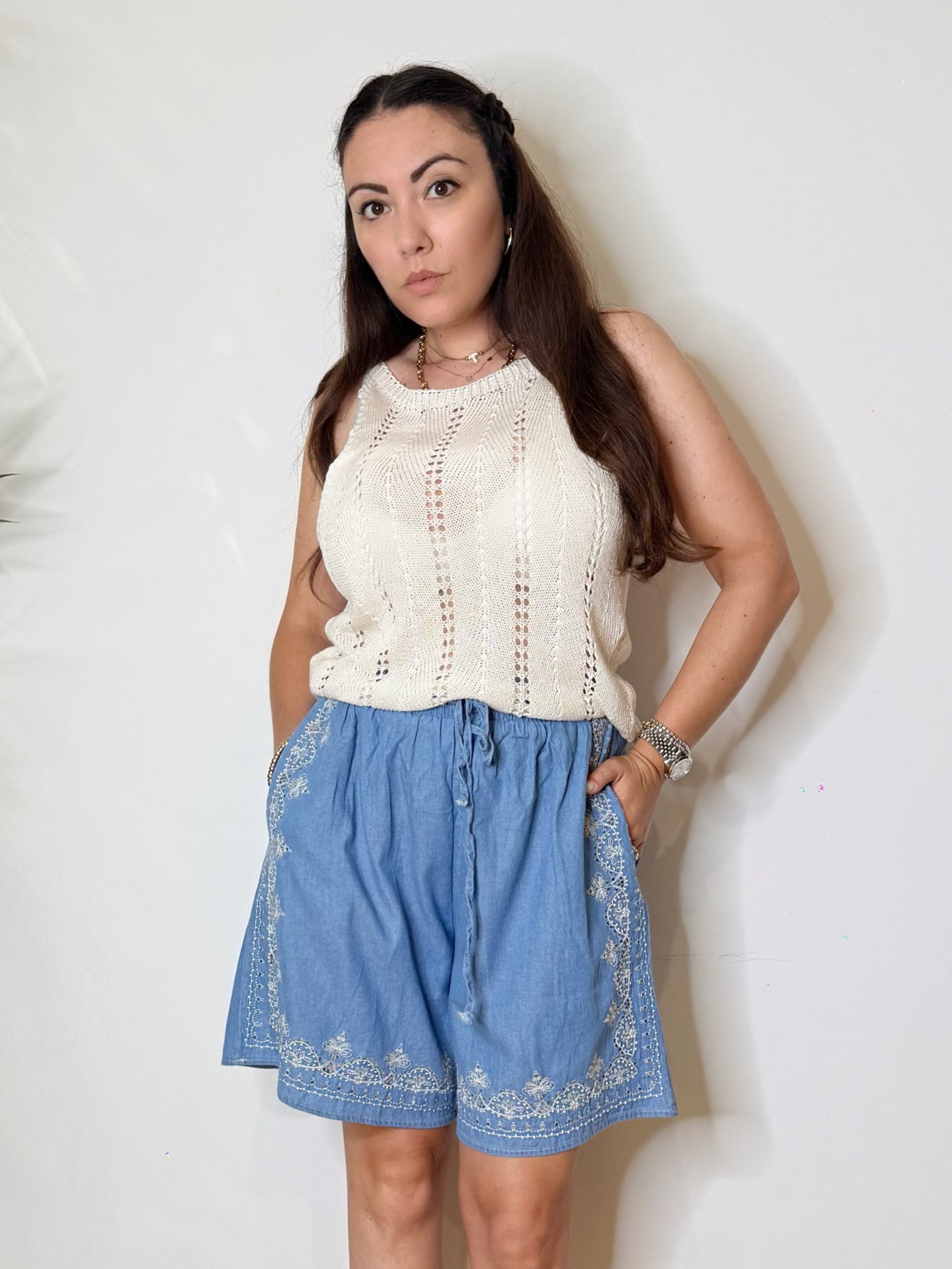 Top in maglia traforata