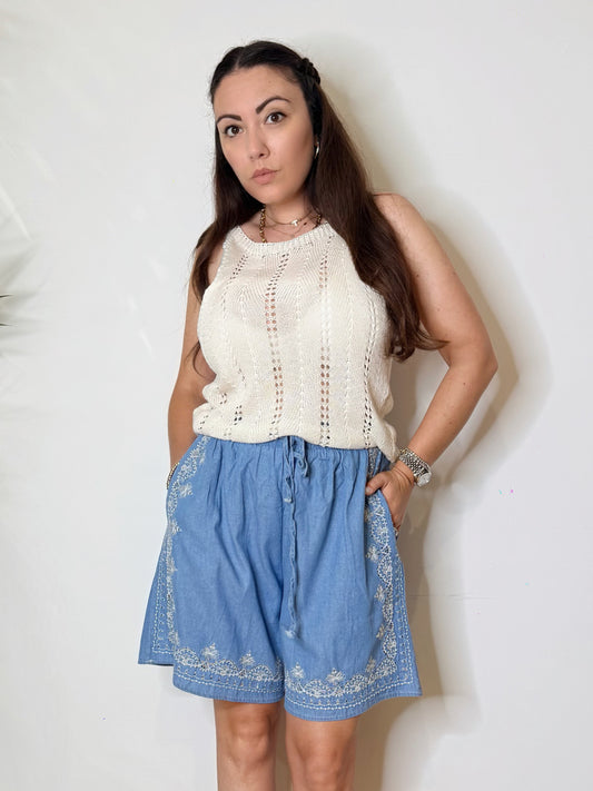 Top in maglia traforata
