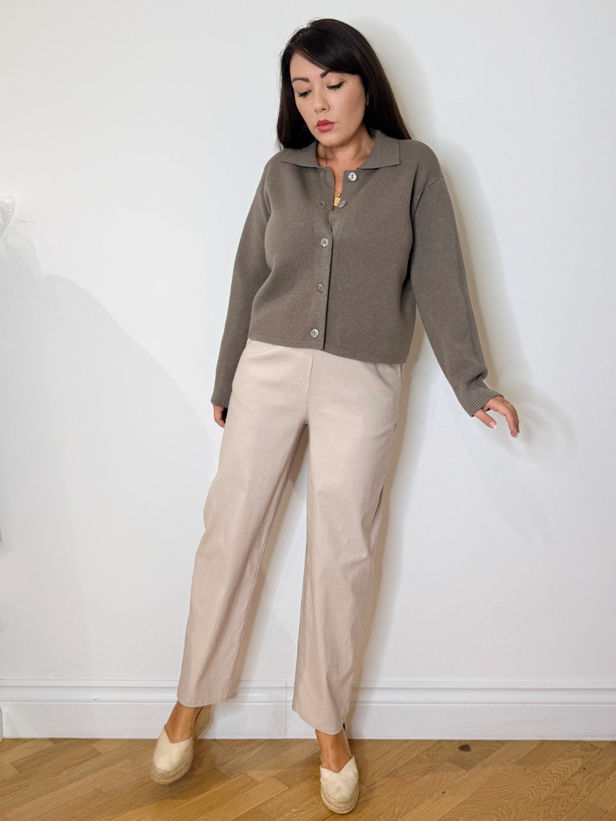 Cardigan con collo polo Moka
