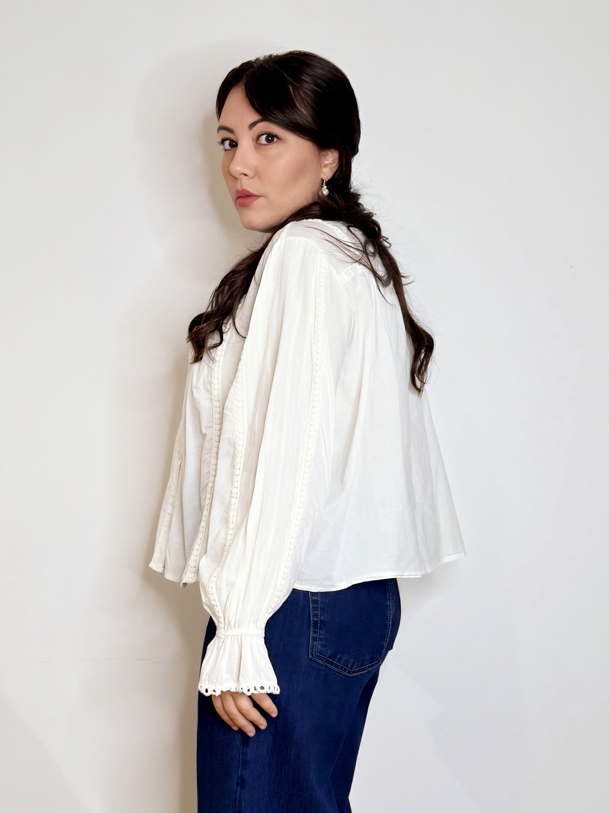 Camicia bianca bohemien 100% cotone