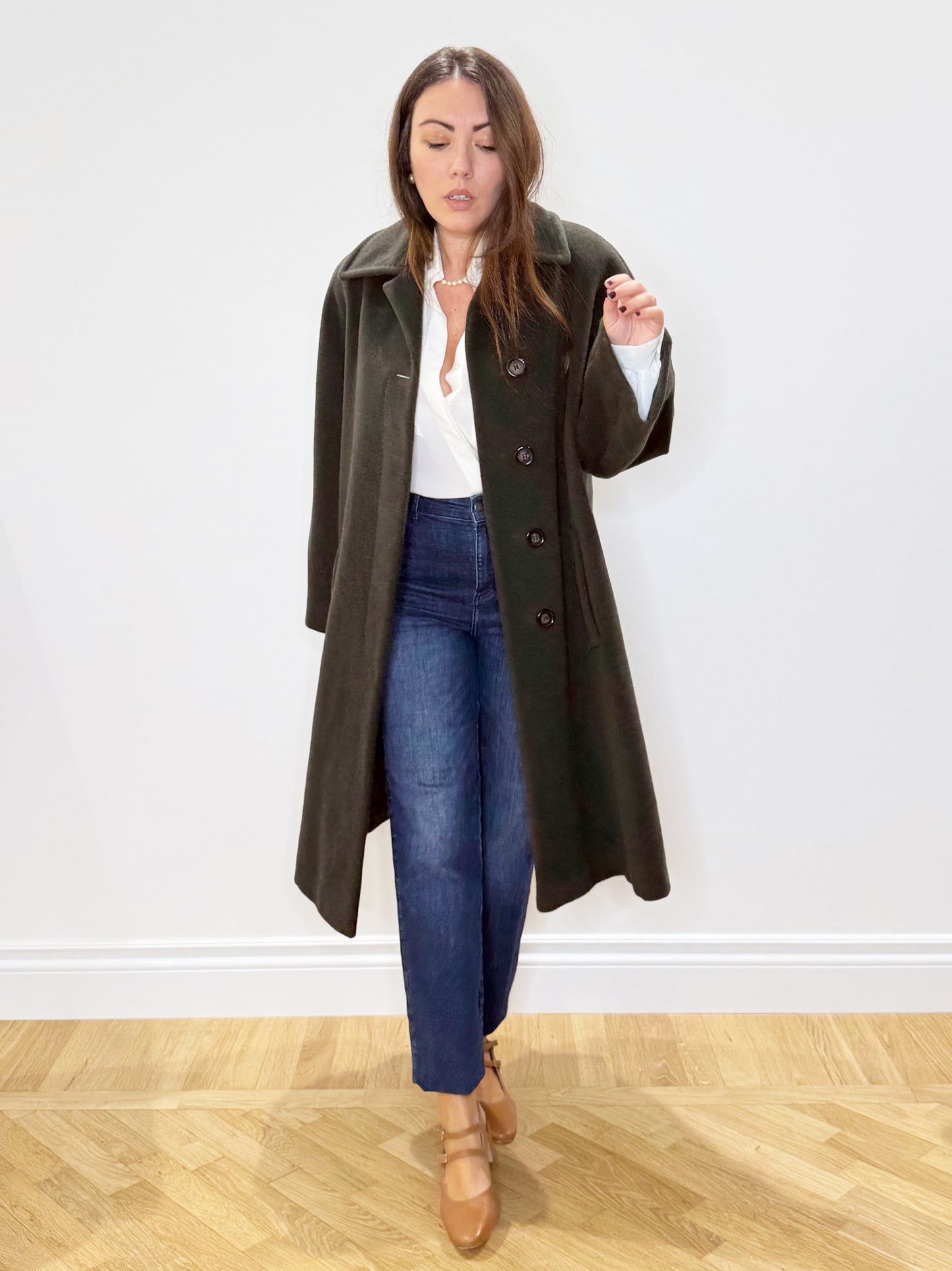 Cappotto in lana verde oliva