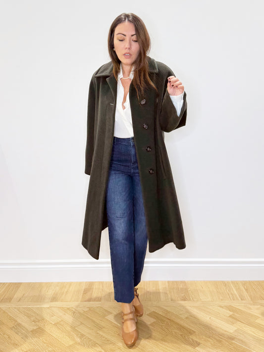 Cappotto in lana verde oliva