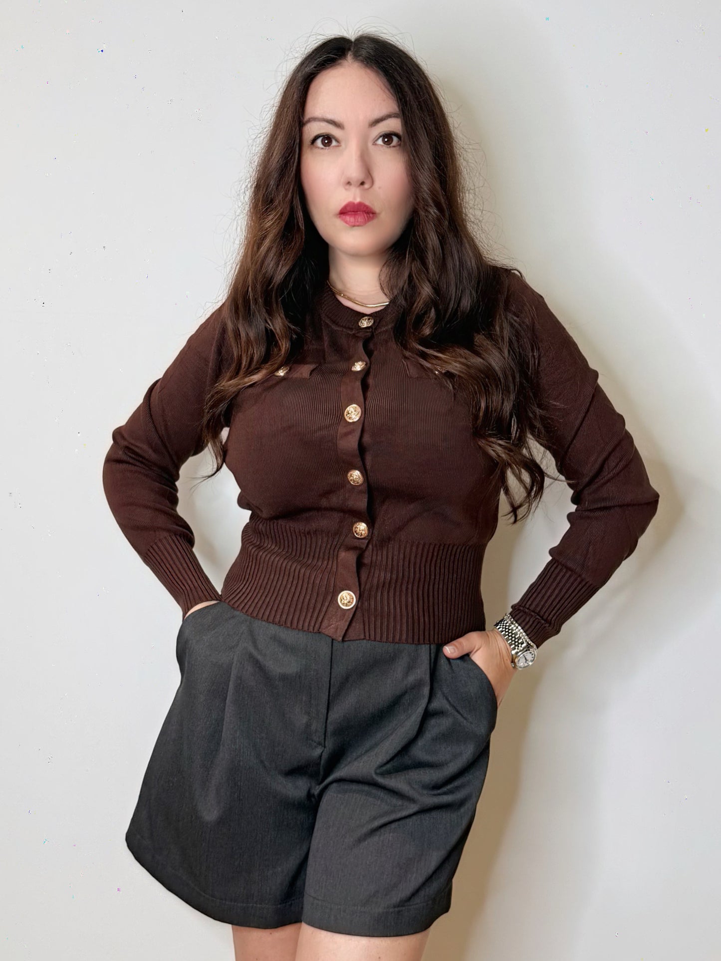 Cardigan bon ton cioccolato