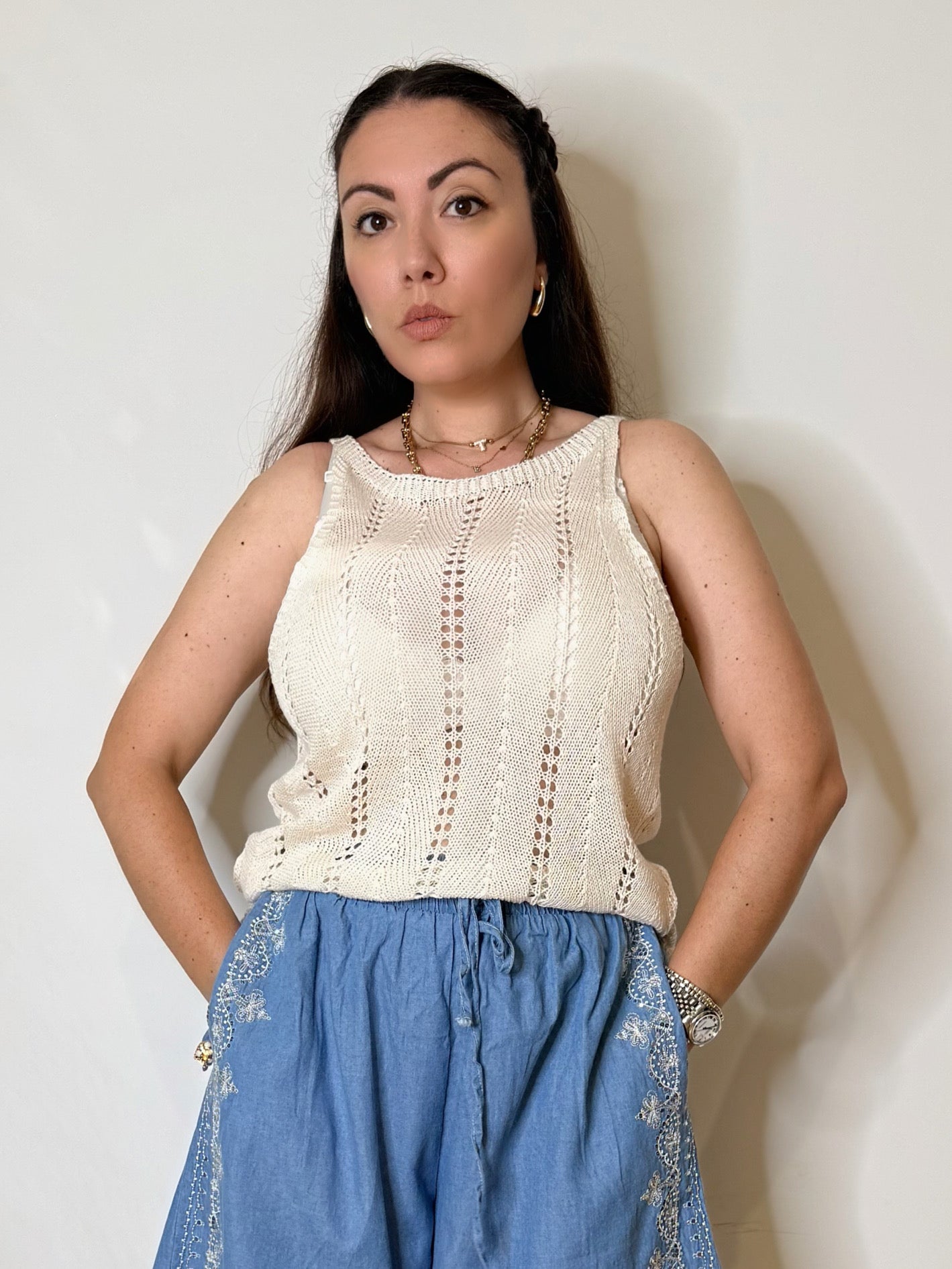 Top in maglia traforata