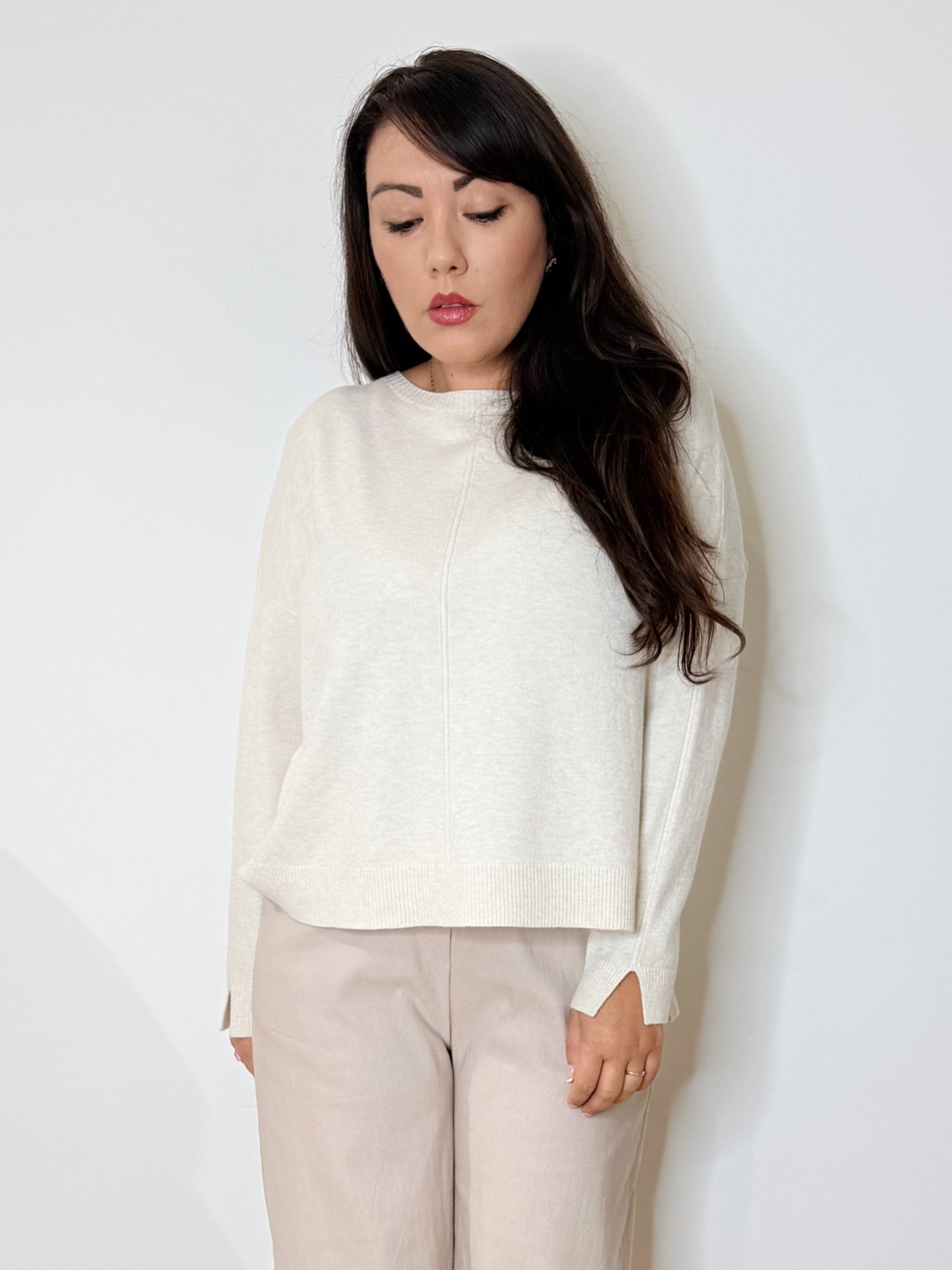 Maglia svasata panna