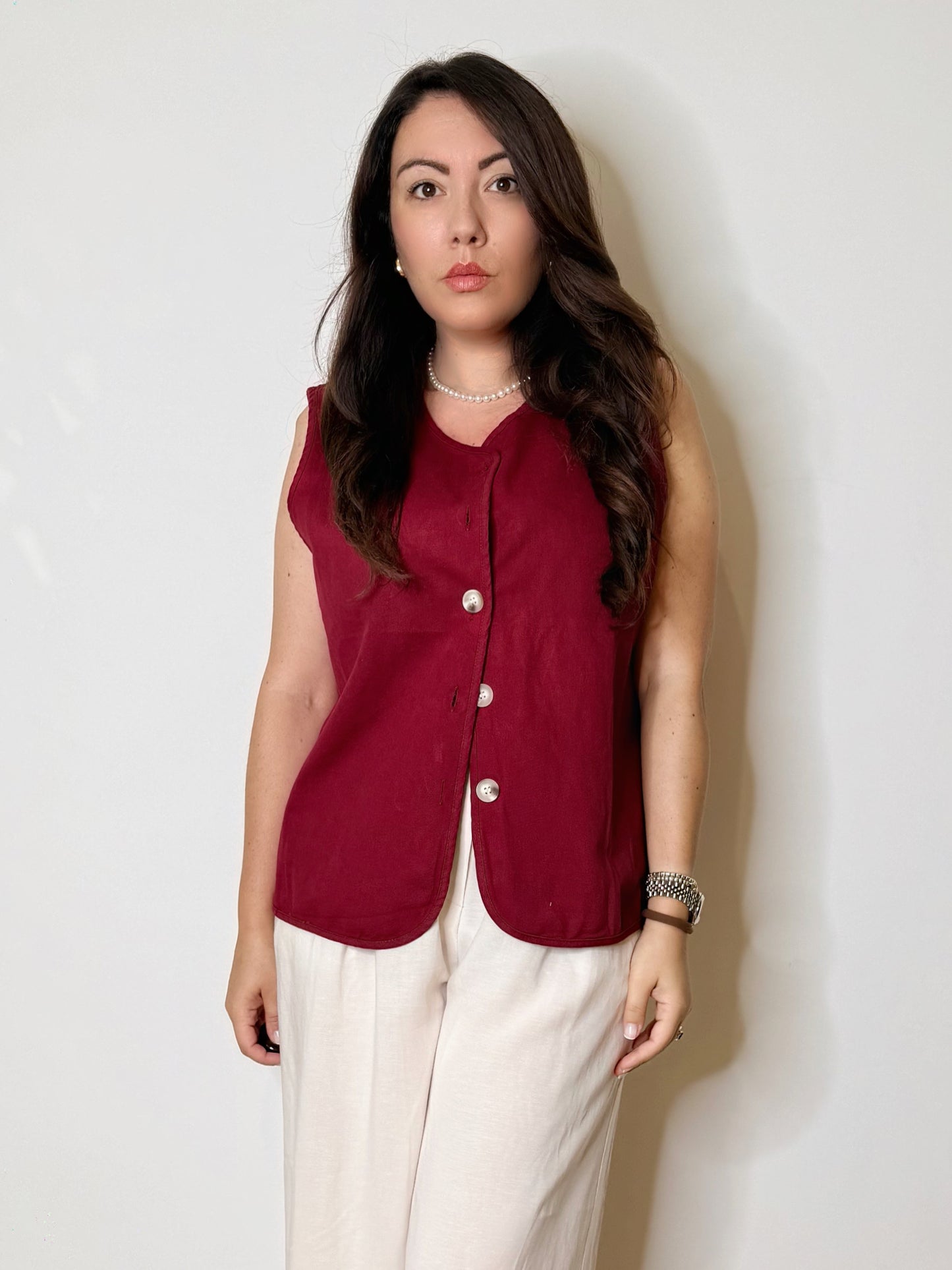 Gilet in cotone bordeaux