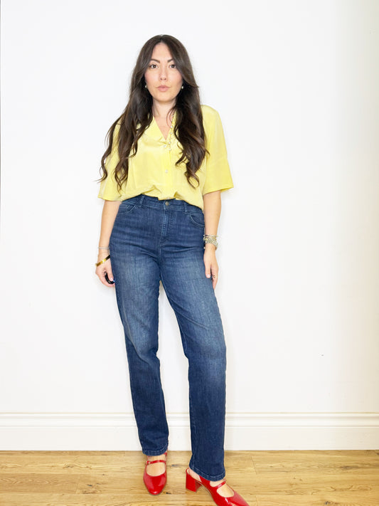 Camicia in seta giallo pastello