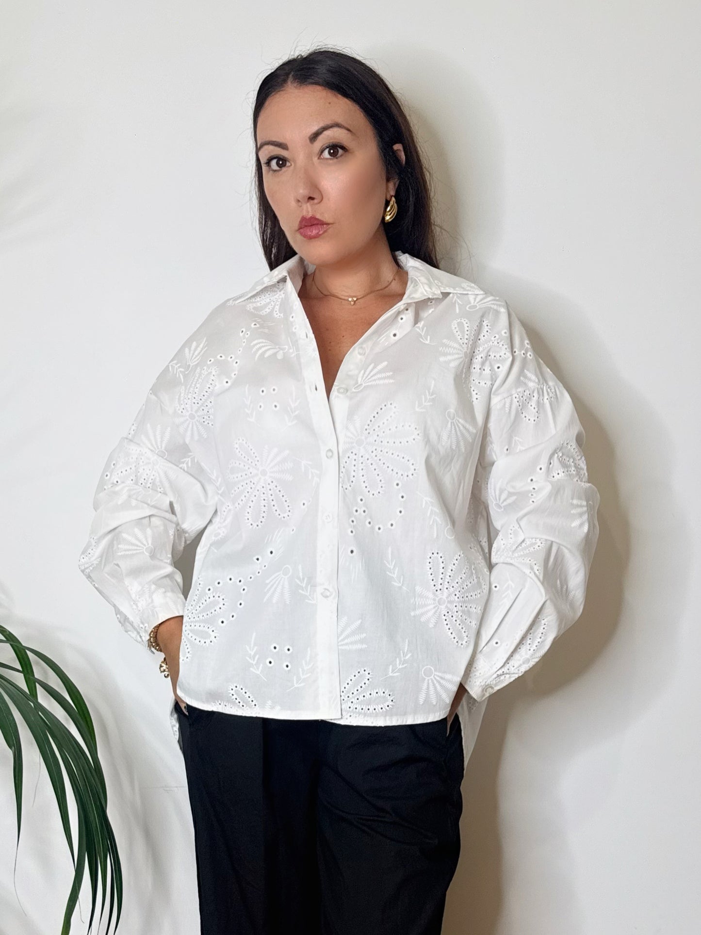 Camicia in pizzo sangallo