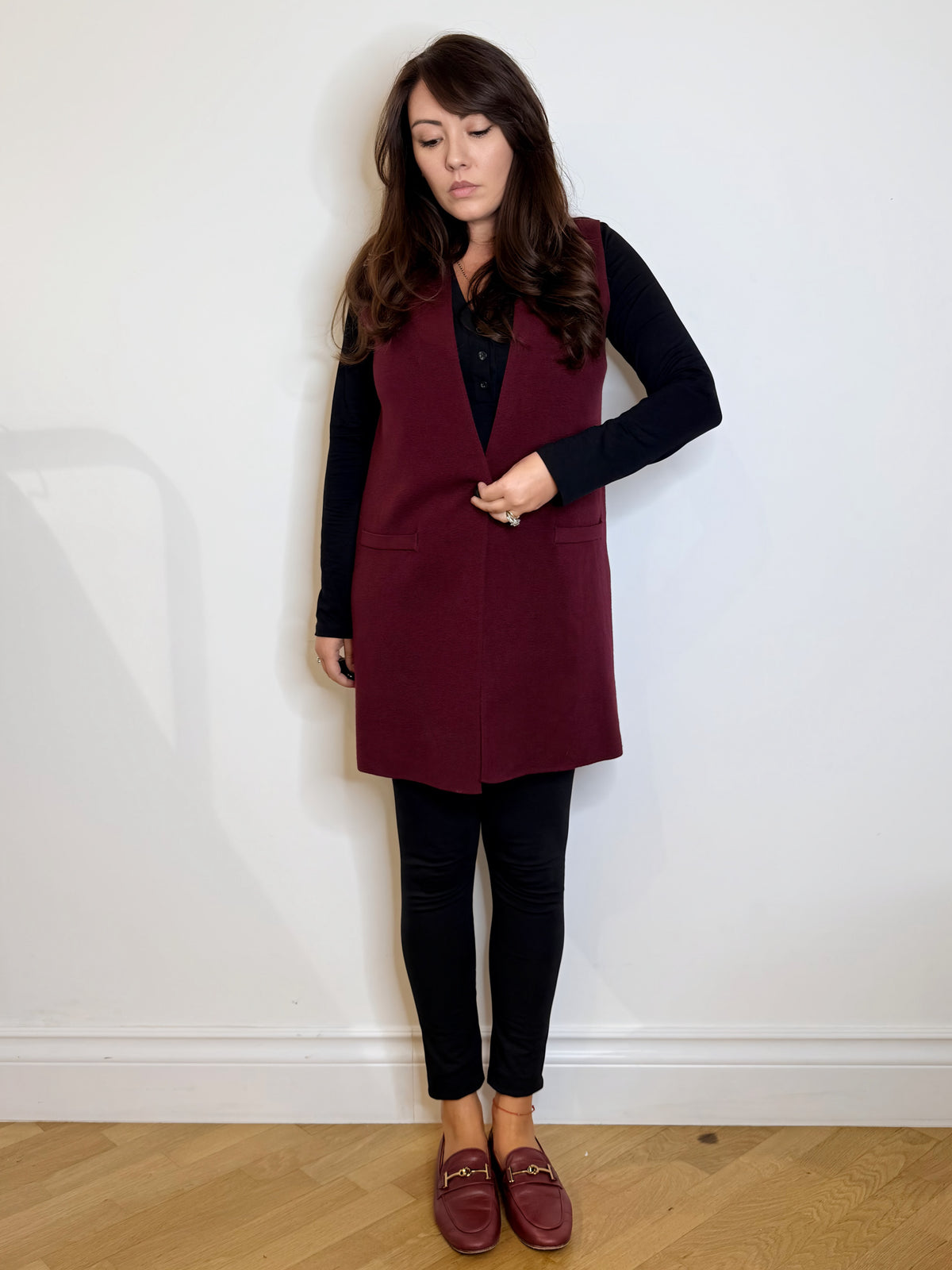 Gilet in maglia bordeaux