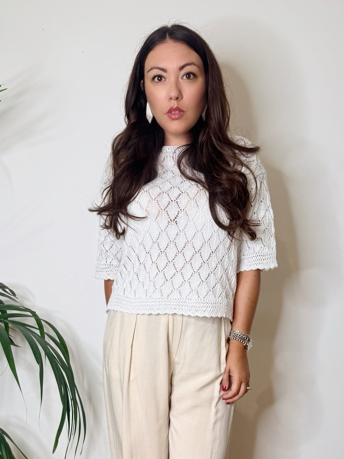 T-shirt in maglia traforata