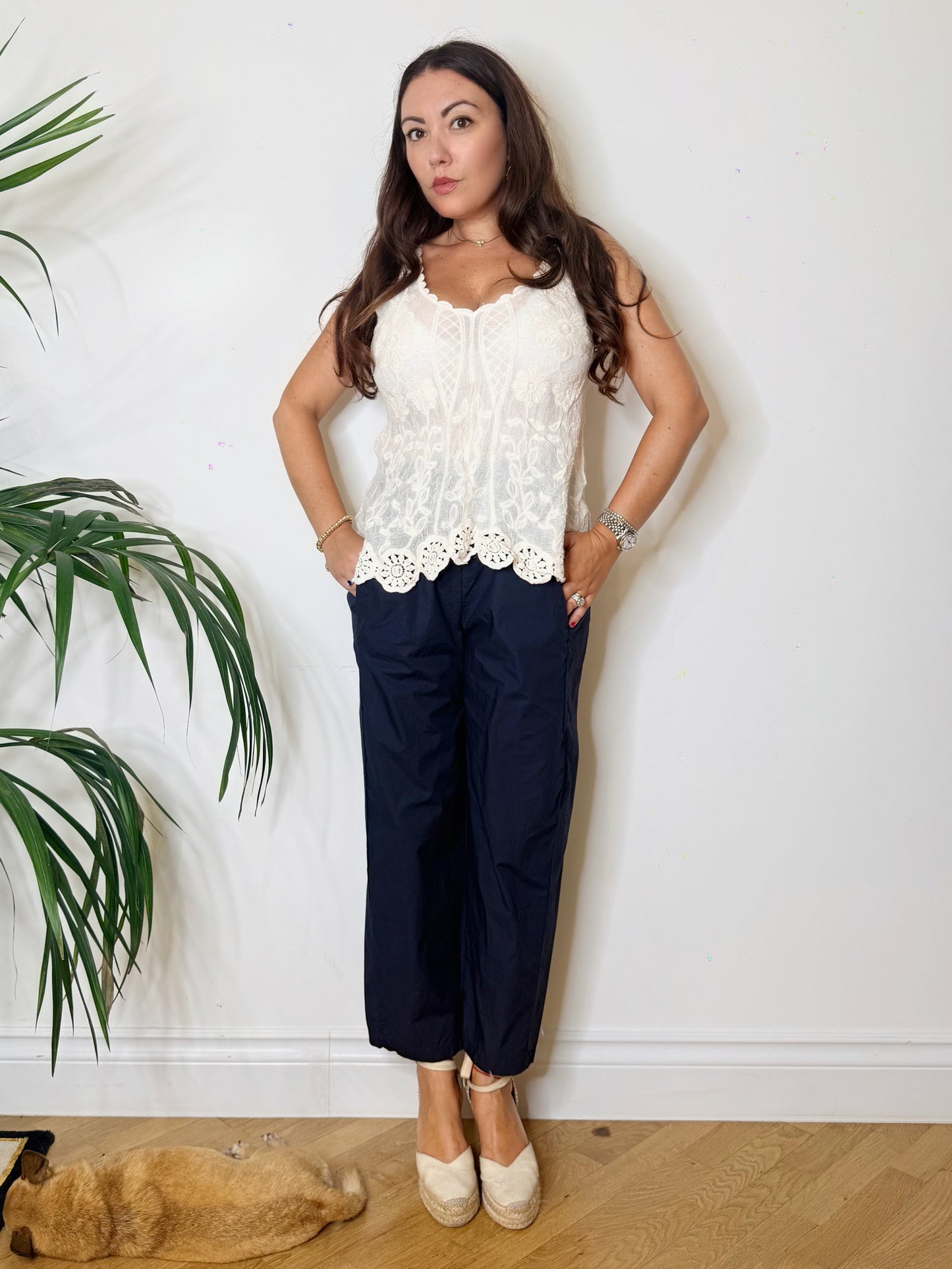Pantalone cotone leggerissimo blu navy