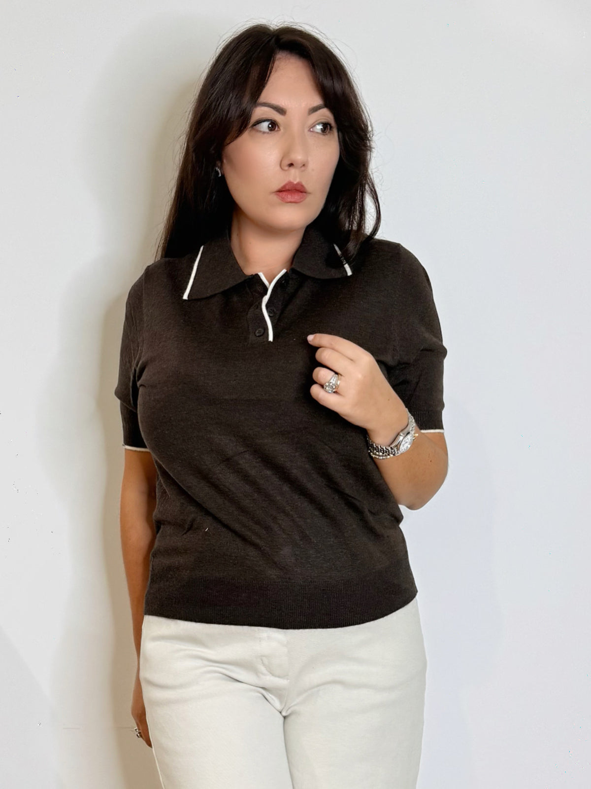 Polo con profili a contrasto