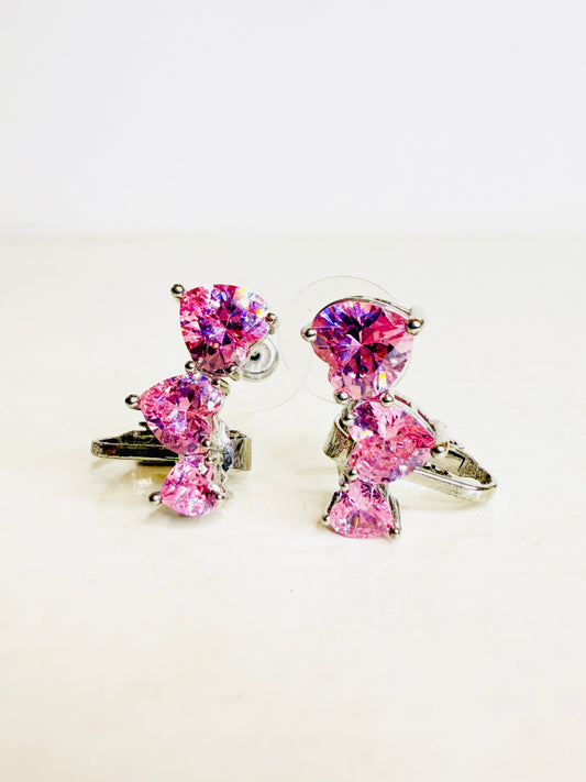 Ear cuff trilogy cuori rosa