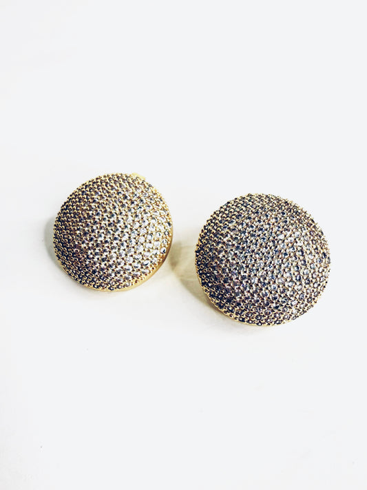 Orecchini bottoni con strass gold