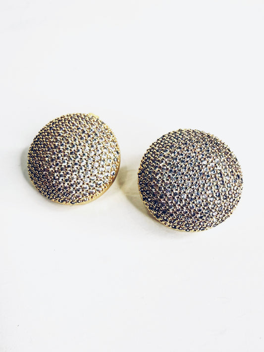 Orecchini bottoni con strass gold