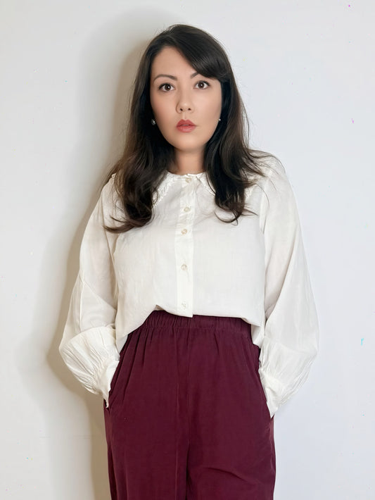 Camicia con collo bon ton 100% cotone