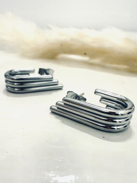 Orecchini geometrici art decò silver
